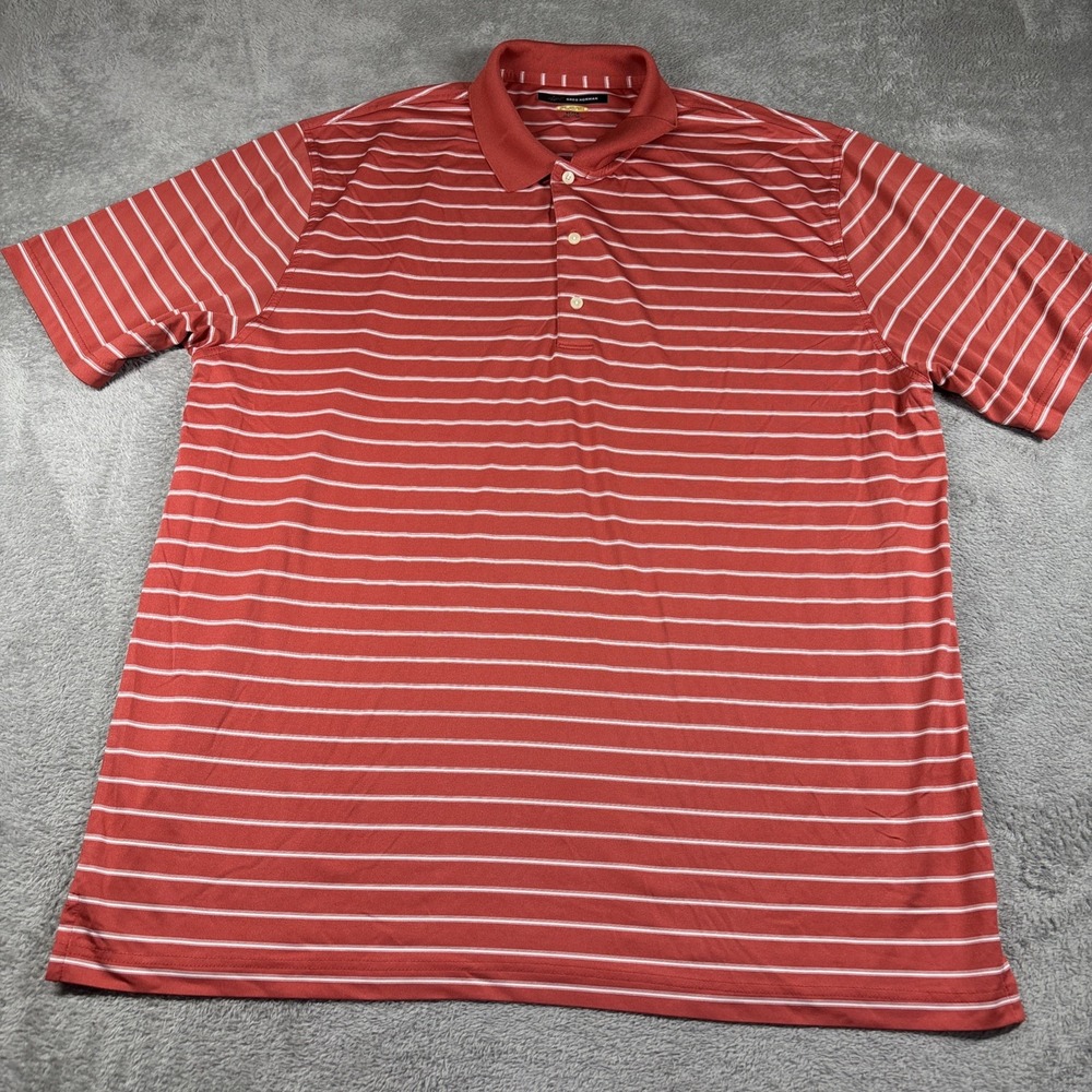 Greg Norman Polo Shirt Men's XL Striped Short Sleeve Golf Play Dry